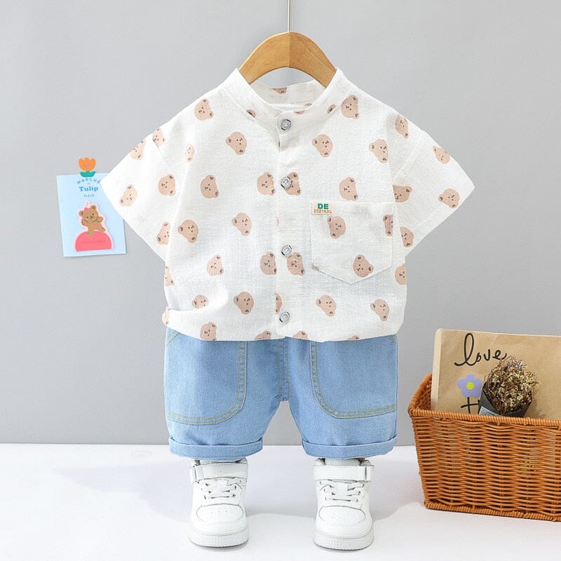 Conjunto Infantil Masculino Ursinhos Loja Click Certo Branco 6-12 Meses 