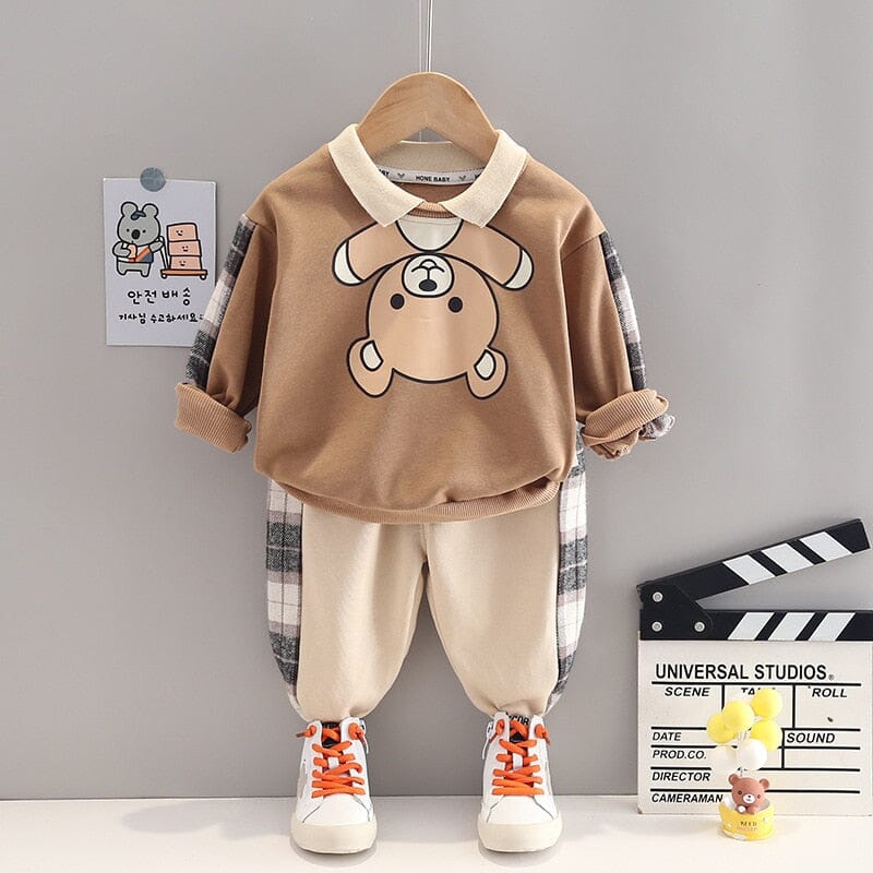 Conjunto Infantil Masculino Urso e Xadrez 0 Loja Click Certo Marrom 9-12 Meses 