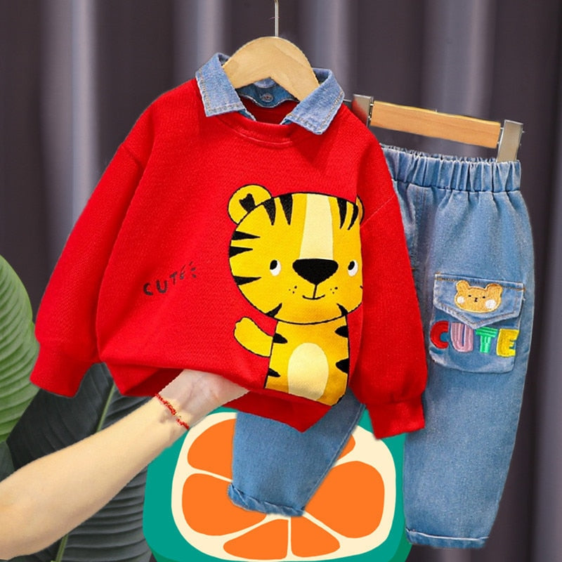 Conjunto Infantil Masculino Urso Fofo conjunto Loja Click Certo Vermelho 6-12 Meses 