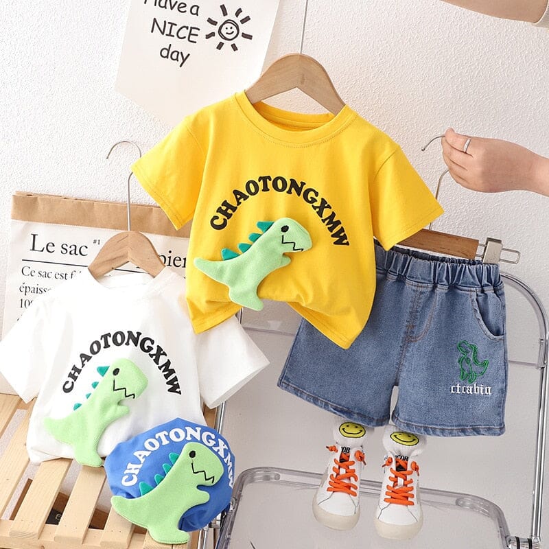 Conjunto Infantil Masculino Verão Dinossauro 3D Loja Click Certo 