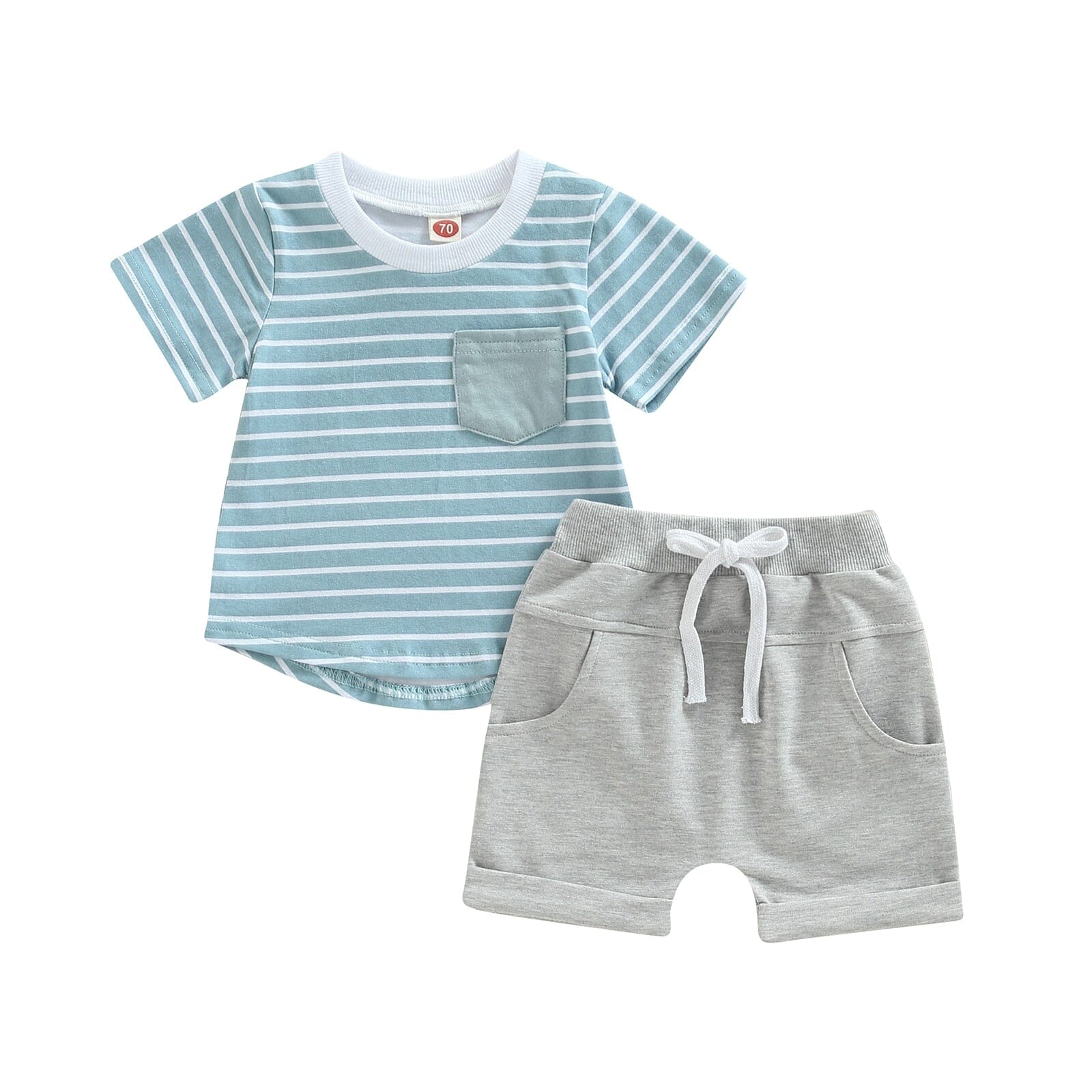 Conjunto Infantil Masculino Verão Listras Loja Click Certo Azul 2-3 Anos 