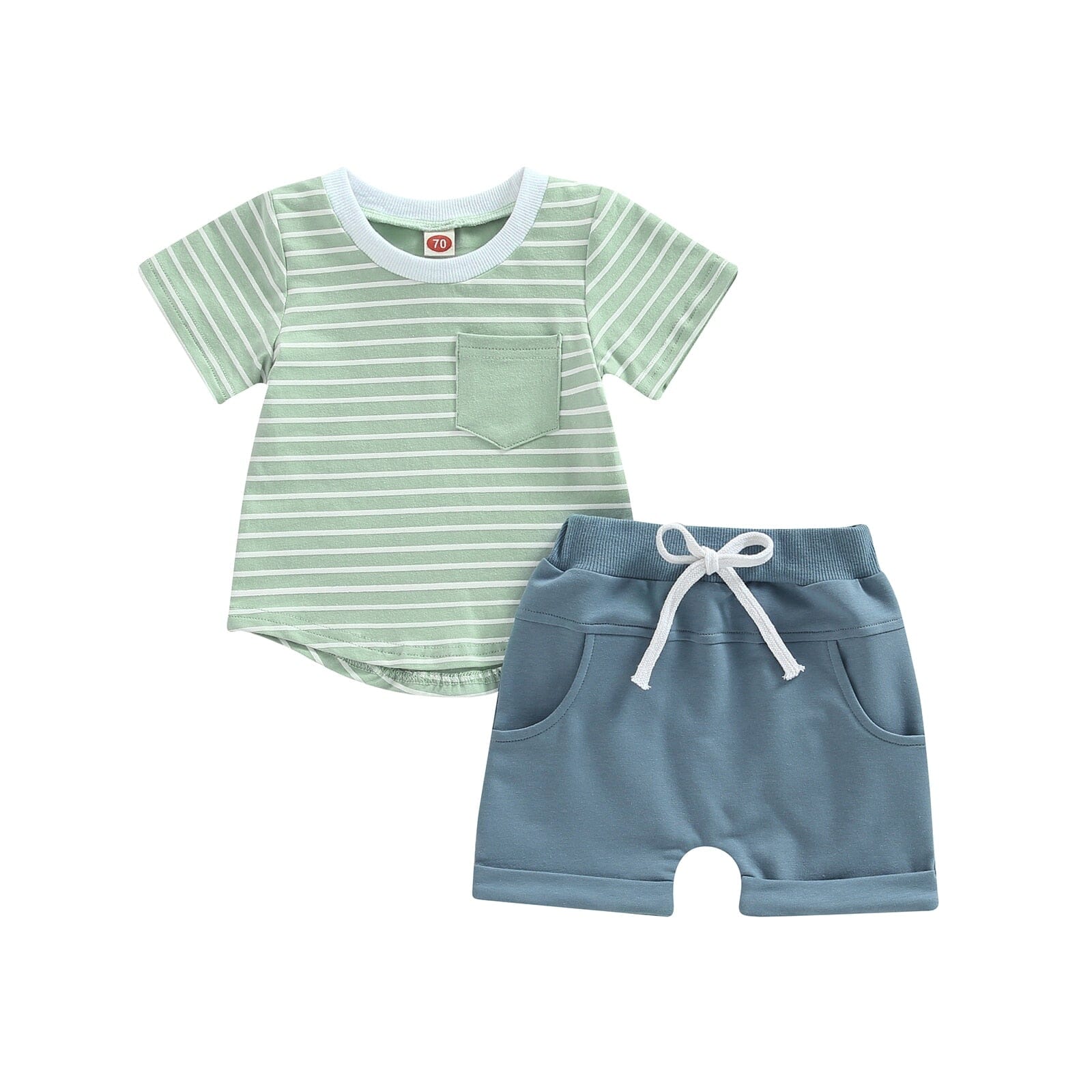 Conjunto Infantil Masculino Verão Listras Loja Click Certo Verde 2-3 Anos 