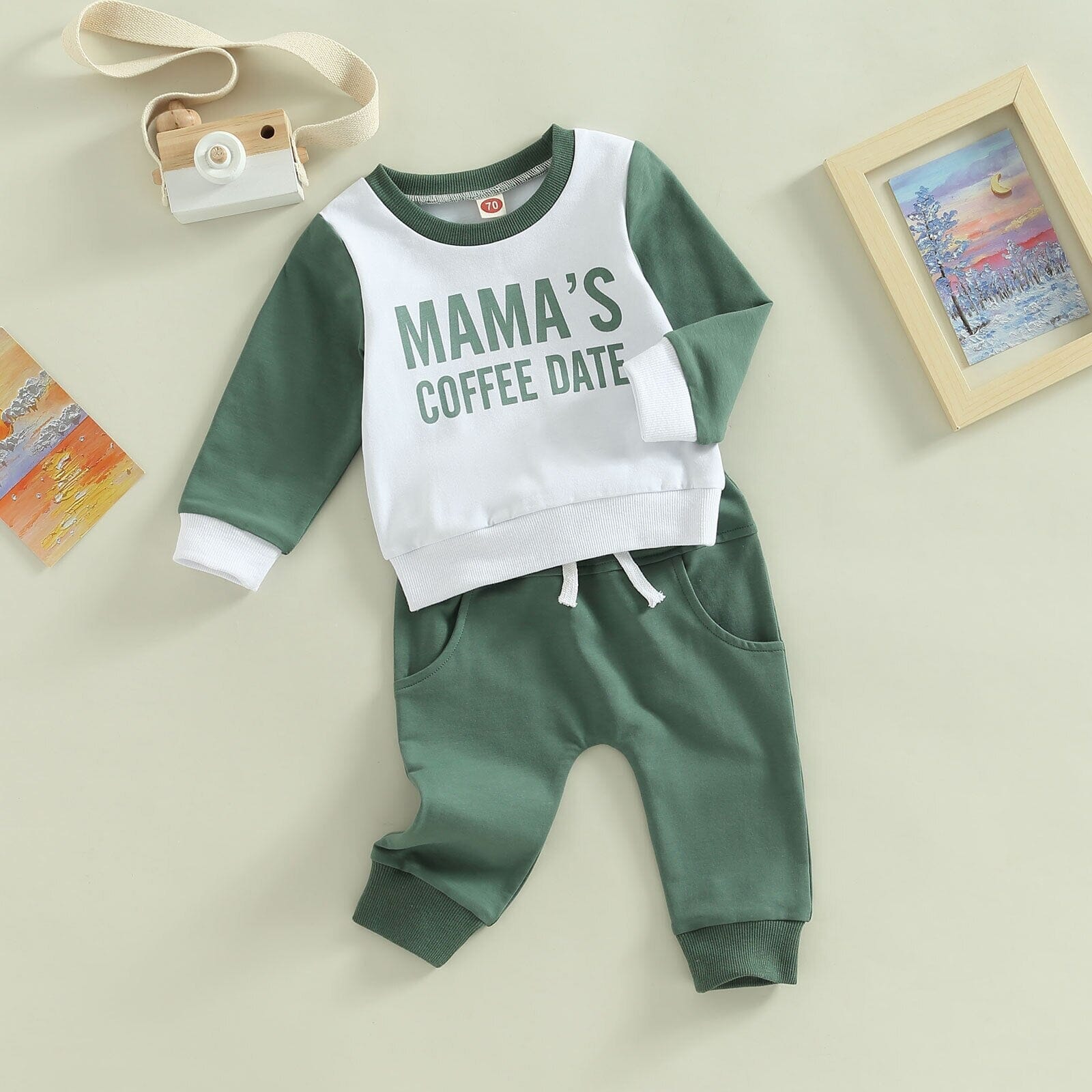 Conjunto Infantil Masculino Verde e Bege Loja Click Certo 