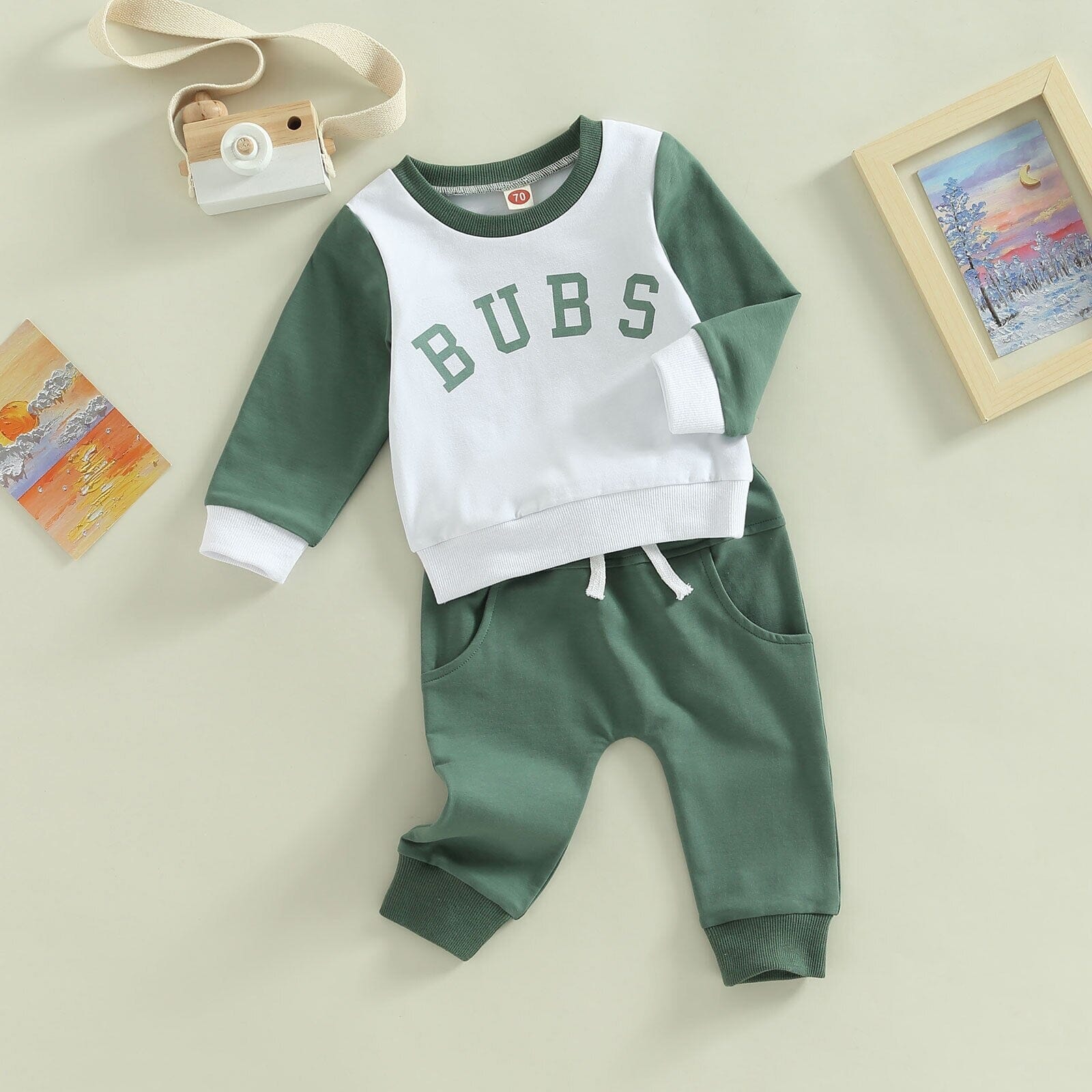 Conjunto Infantil Masculino Verde e Bege Loja Click Certo 