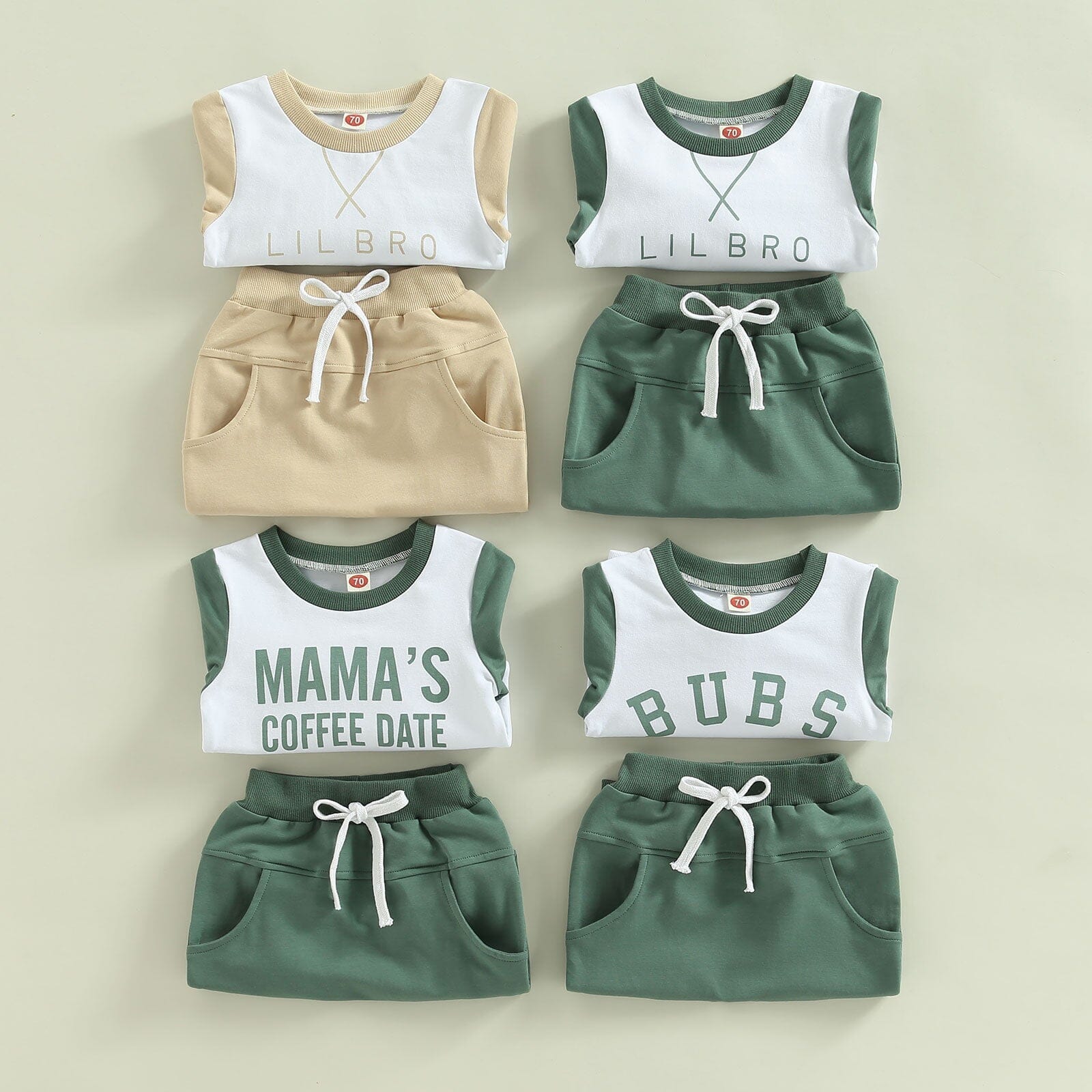 Conjunto Infantil Masculino Verde e Bege Loja Click Certo 