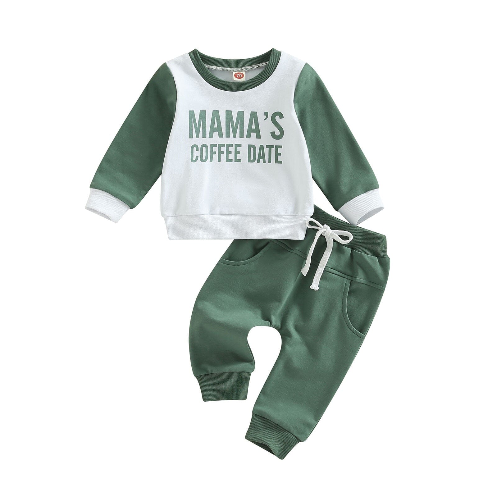 Conjunto Infantil Masculino Verde e Bege Loja Click Certo Encontro de café da mamãe 2-3 Anos 