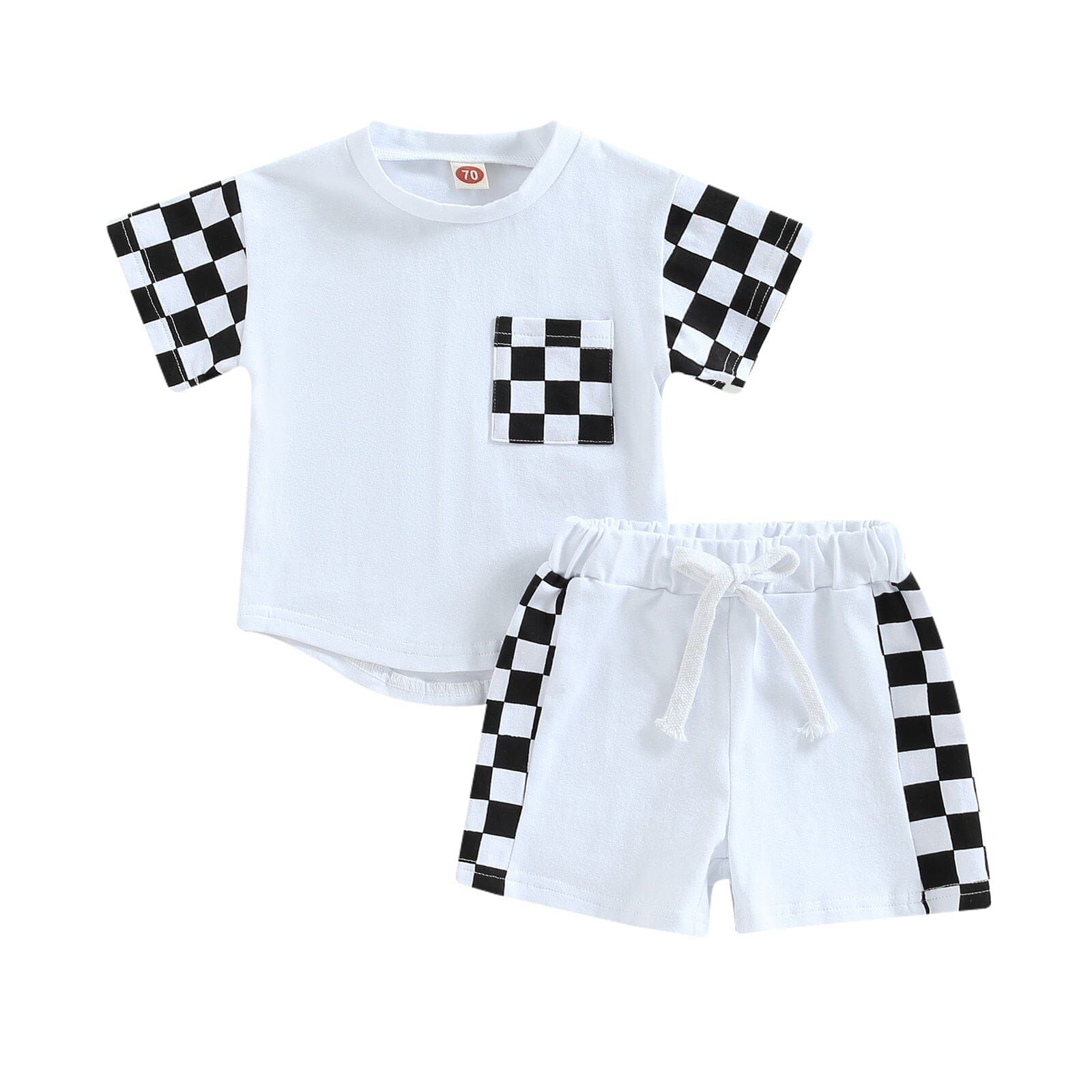 Conjunto Infantil Masculino Xadrez Bolsinho Loja Click Certo Branco 2-3 Anos 