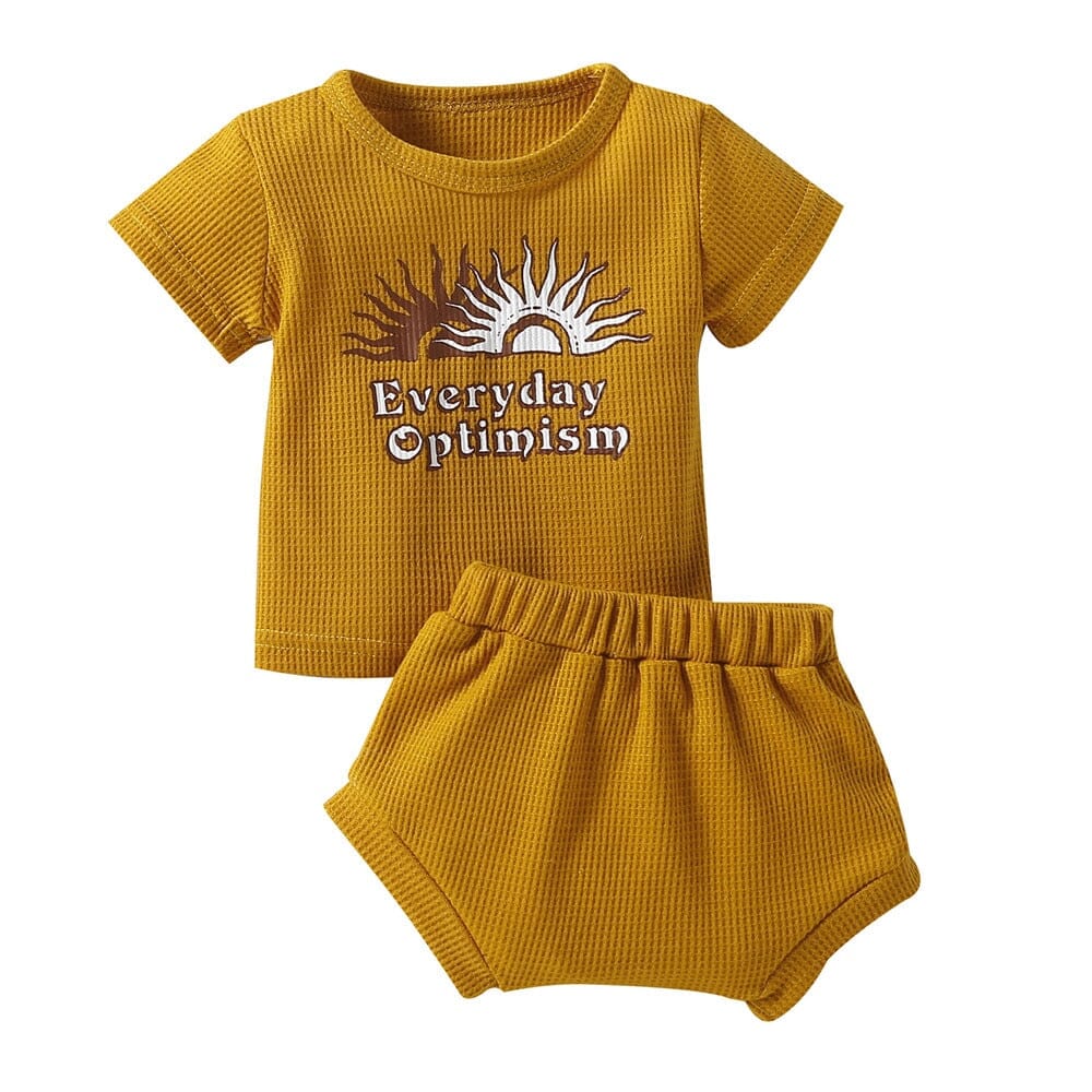 Conjunto Infantil "Otimismo de Todo Dia" Loja Click Certo Amarelo 0-6 Meses 