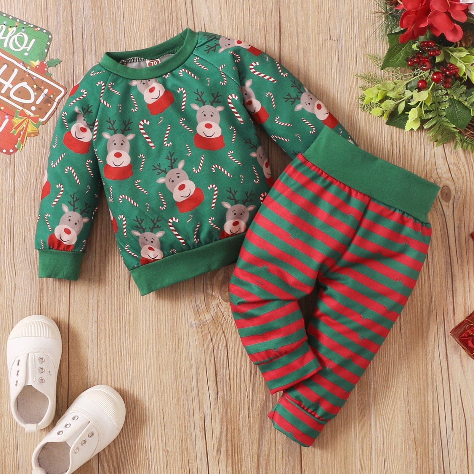 Conjunto Infantil Rena de Natal 0 Loja Click Certo 0-6 Meses 