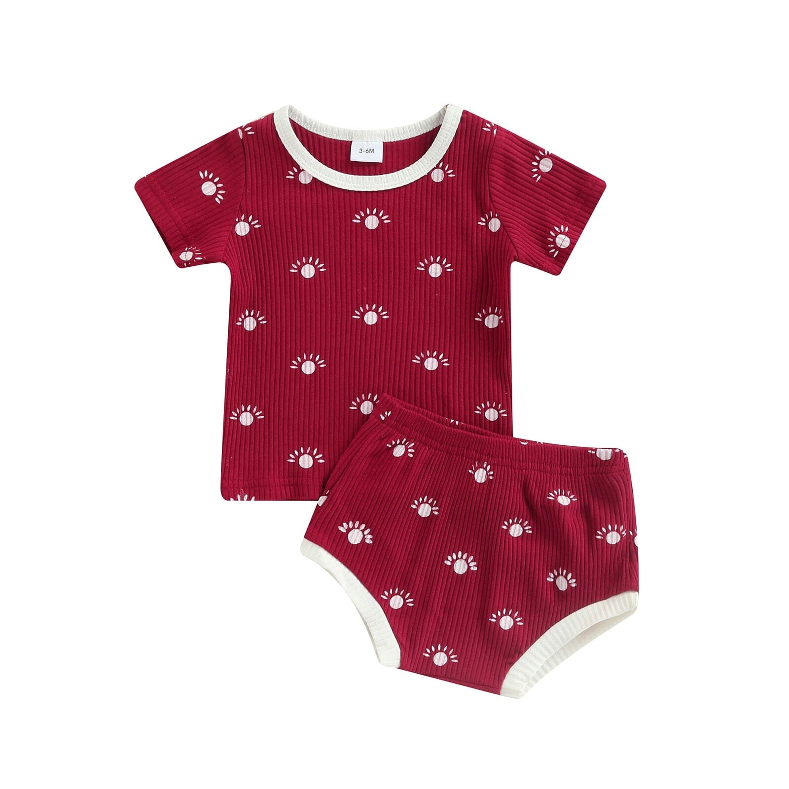 Conjunto Infantil Sol Lua Estrelas Loja Click Certo Vermelho 3-6 Meses 