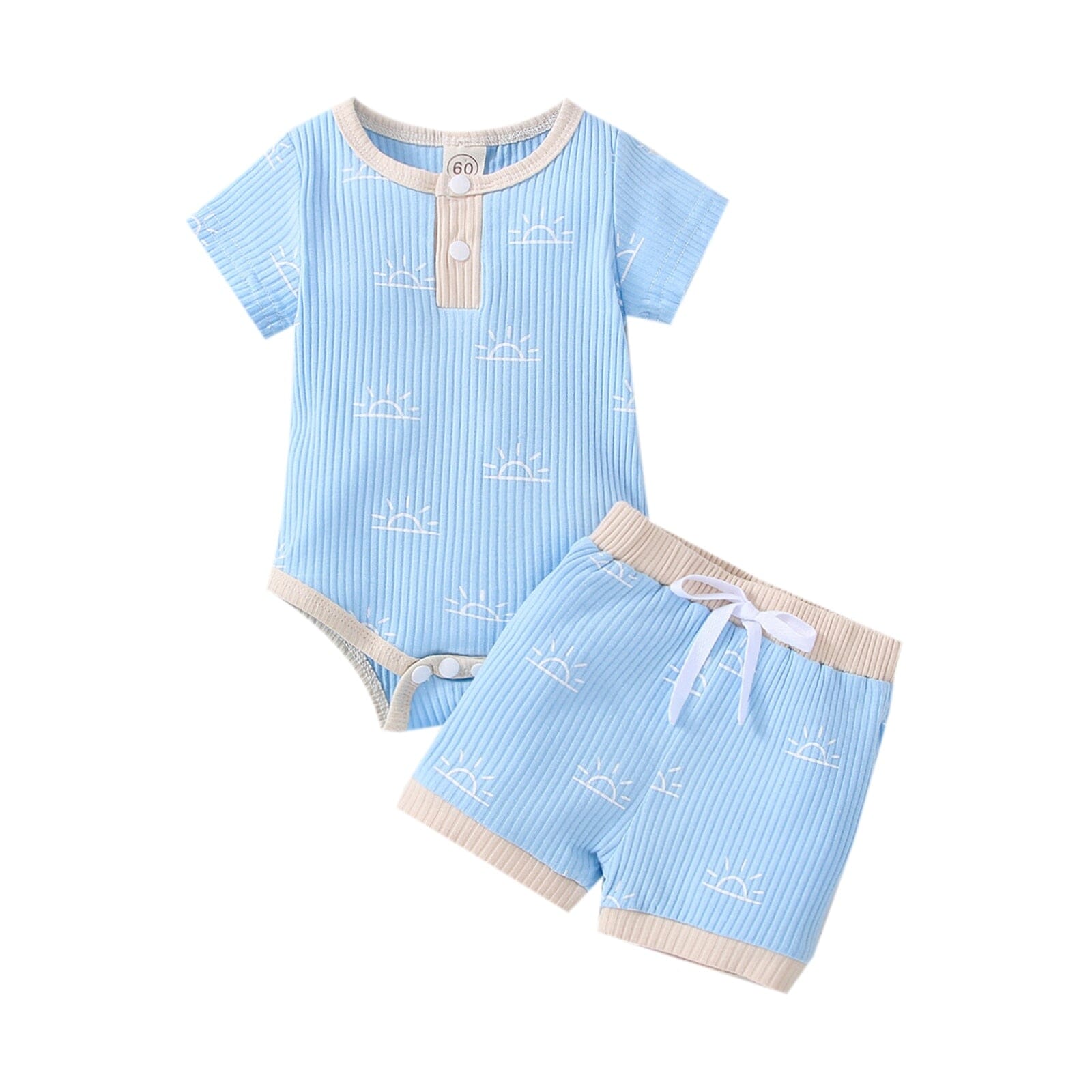 Conjunto infantil Solzinho de Verão Loja Click Certo Azul 0-3 Meses 