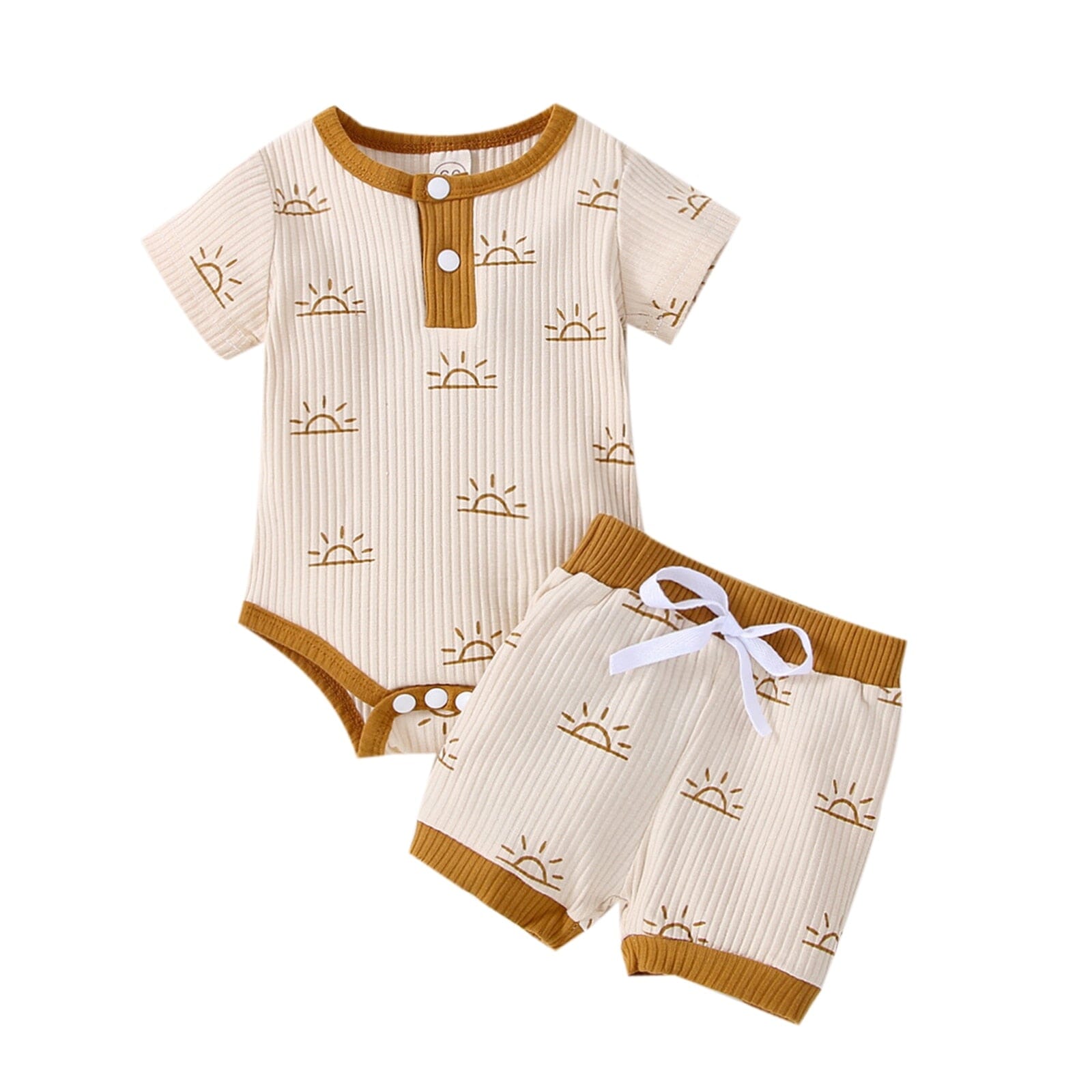 Conjunto infantil Solzinho de Verão Loja Click Certo Bege 0-3 Meses 