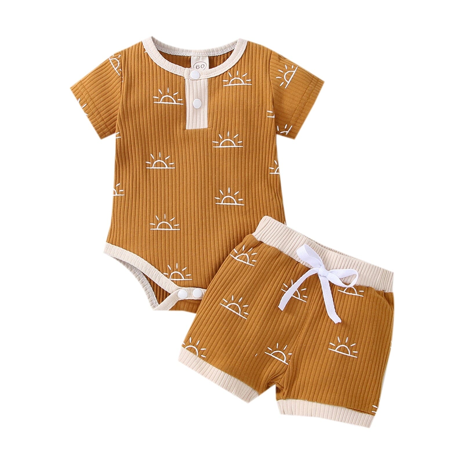 Conjunto infantil Solzinho de Verão Loja Click Certo Marrom 0-3 Meses 