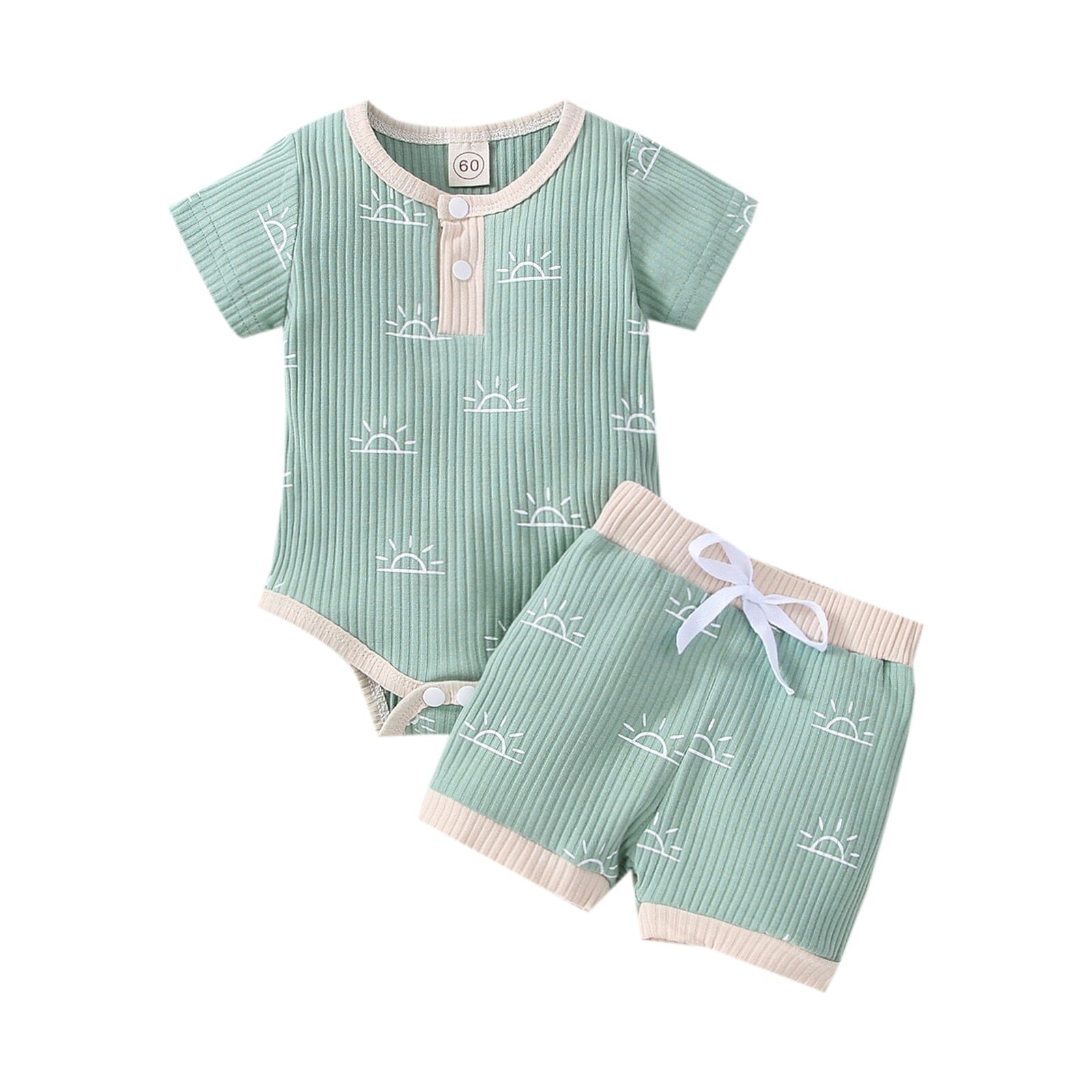 Conjunto infantil Solzinho de Verão Loja Click Certo Verde 0-3 Meses 