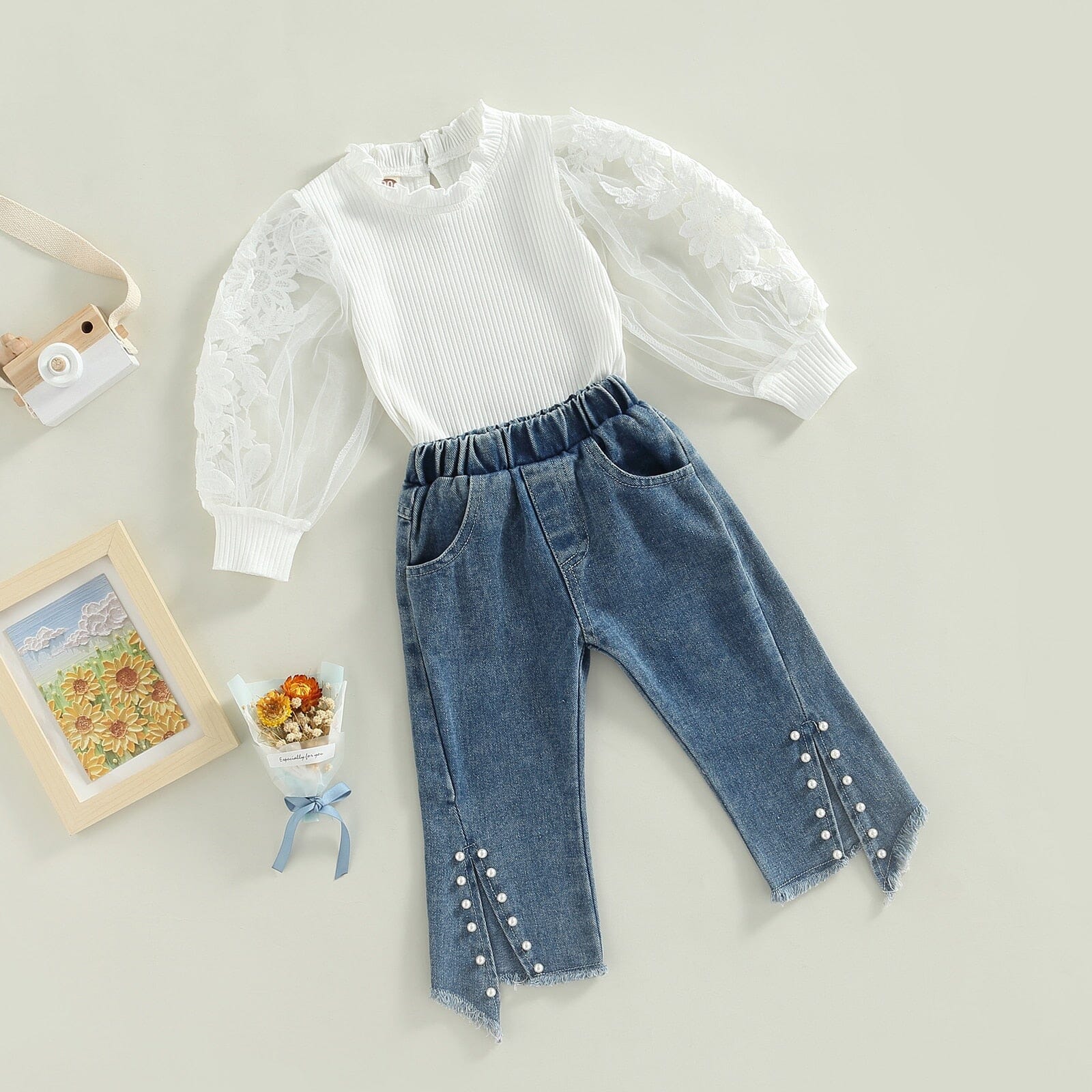 Conjunto Infantil Tule Jeans Pérolas Loja Click Certo 