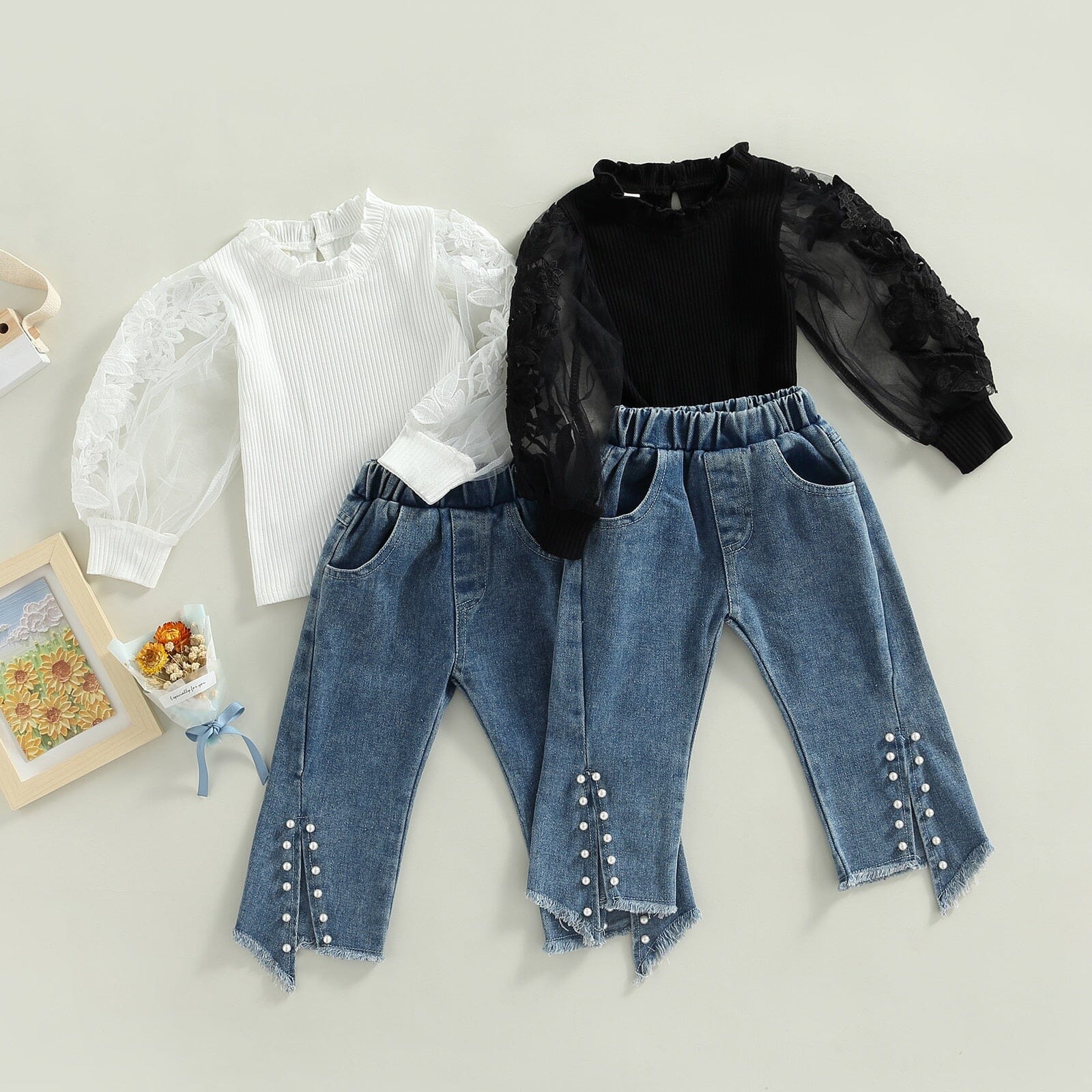 Conjunto Infantil Tule Jeans Pérolas Loja Click Certo 