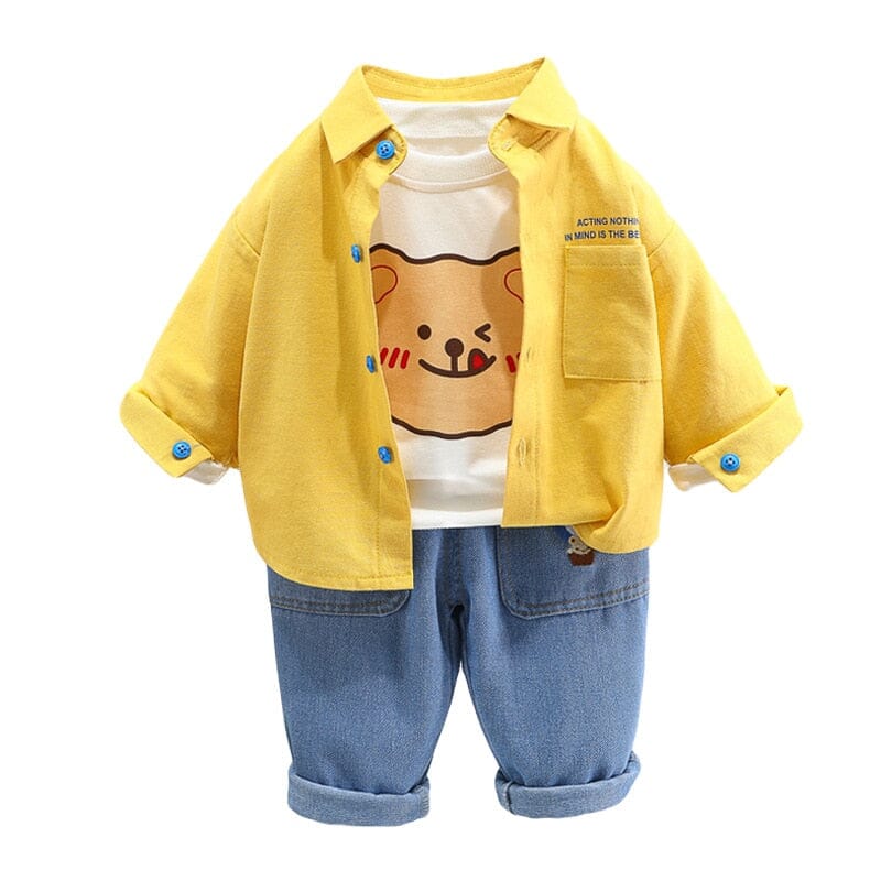 Conjunto Infantil Ursinho 3 Peças Camisa Loja Click Certo 