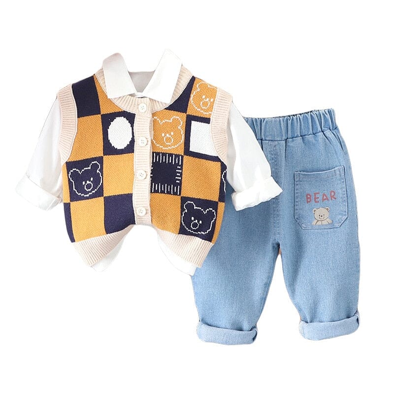 Conjunto Infantil Ursinho Colete 3 Peças Loja Click Certo 