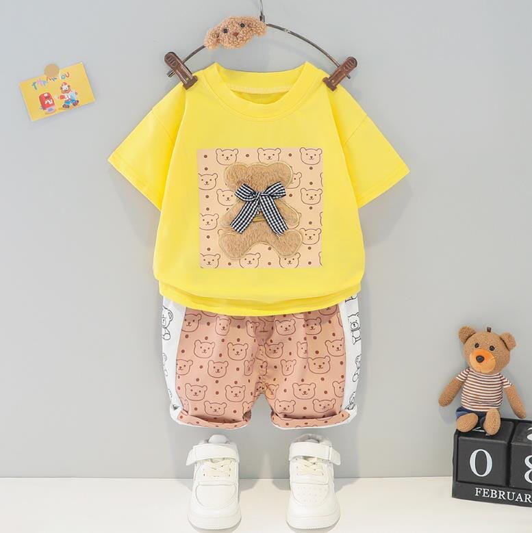 Conjunto Infantil Ursinhos Loja Click Certo Amarelo 1-2 Anos 