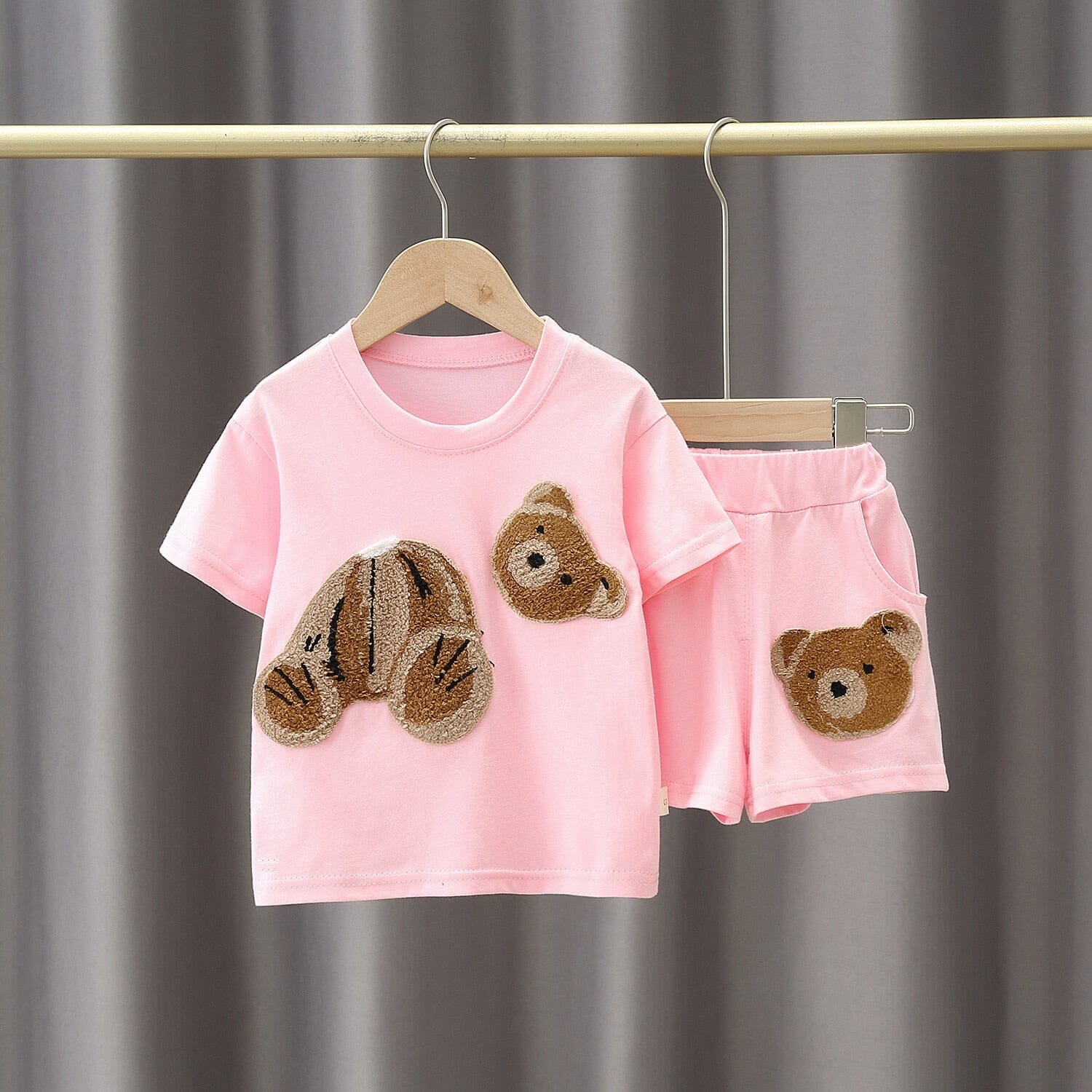 Conjunto Infantil Urso Loja Click Certo Rosa 6-12 Meses 