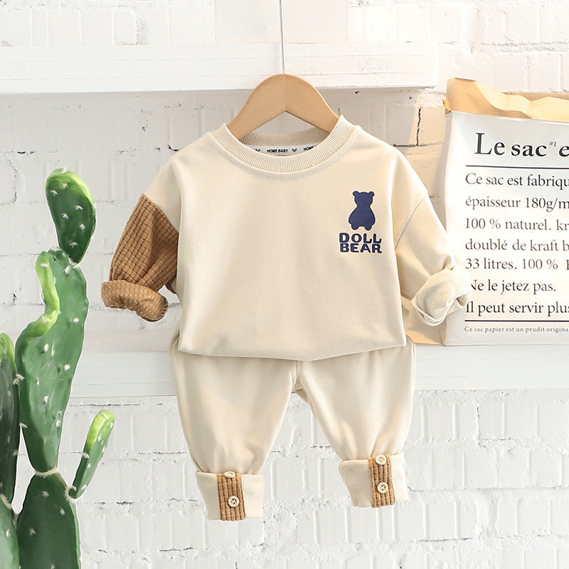 Conjunto Infantil Urso Moderno Loja Click Certo Bege 6-12 Meses 