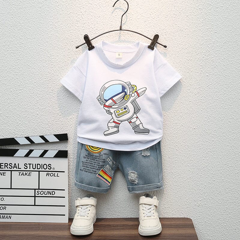 Conjunto Infantil Verão Astronauta Loja Click Certo Branco 6-9 Meses 