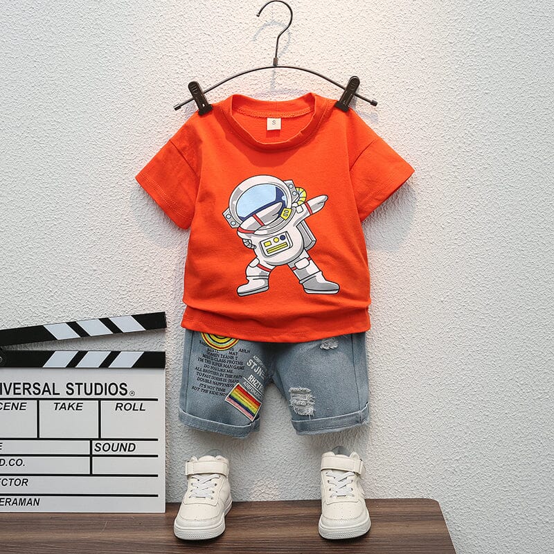 Conjunto Infantil Verão Astronauta Loja Click Certo Vermelho 6-9 Meses 