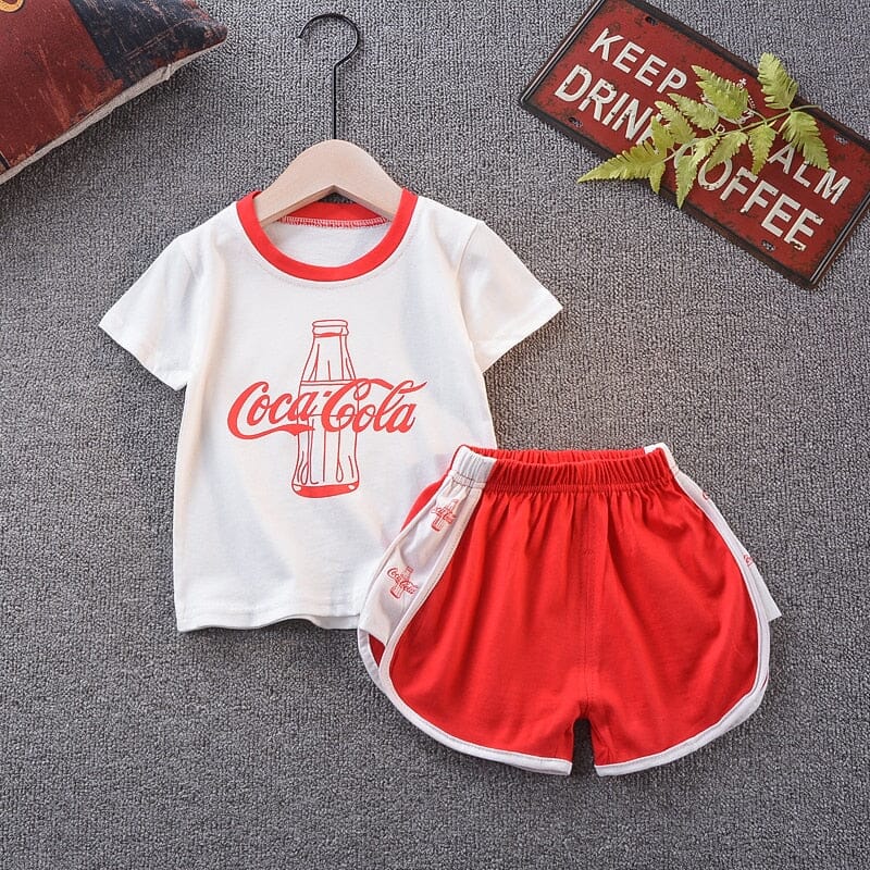 Conjunto Infantil Verão Coca e Pepsi Loja Click Certo Vermelho 6-9 Meses 