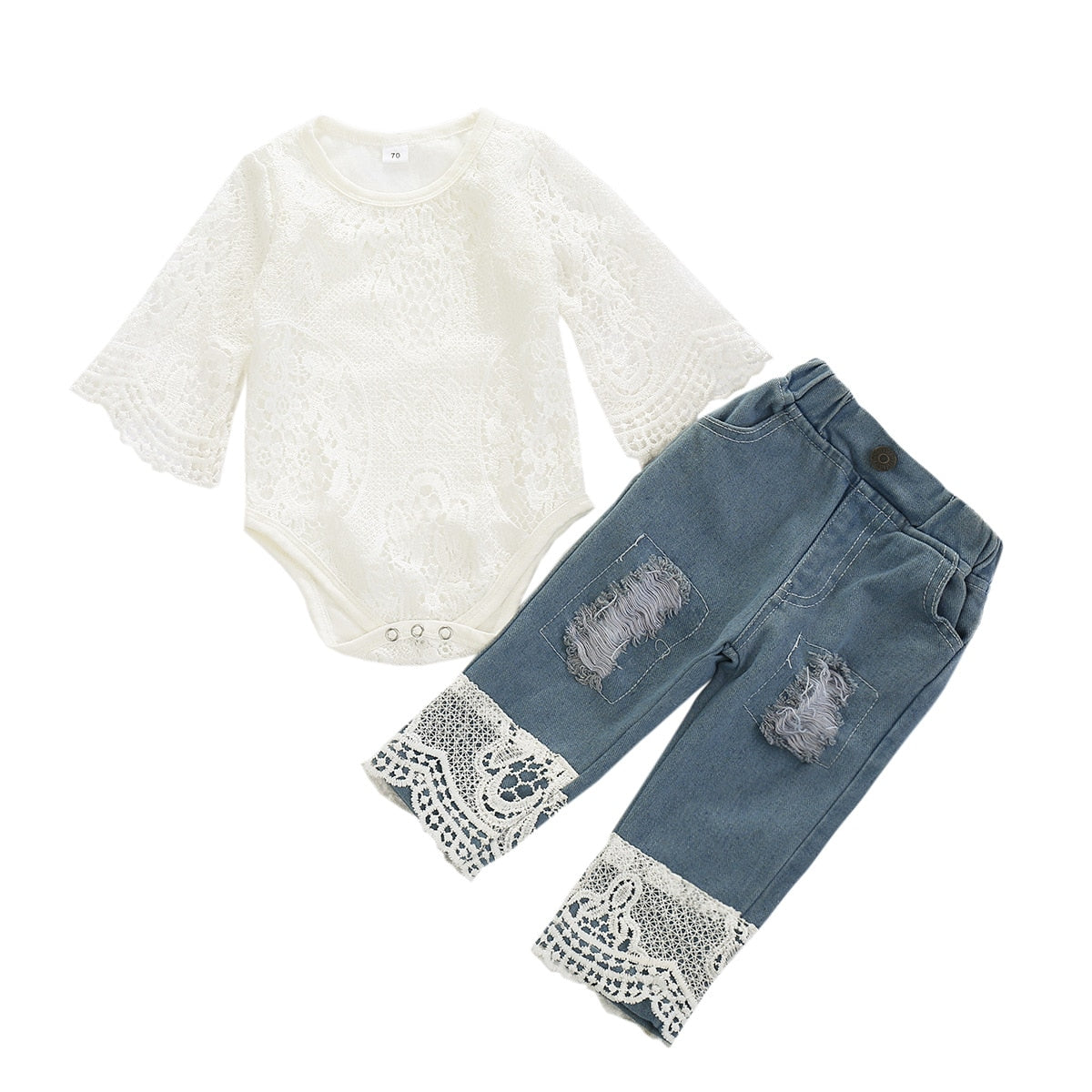 Conjunto Jeans com Renda Conjunto Loja Click Certo 