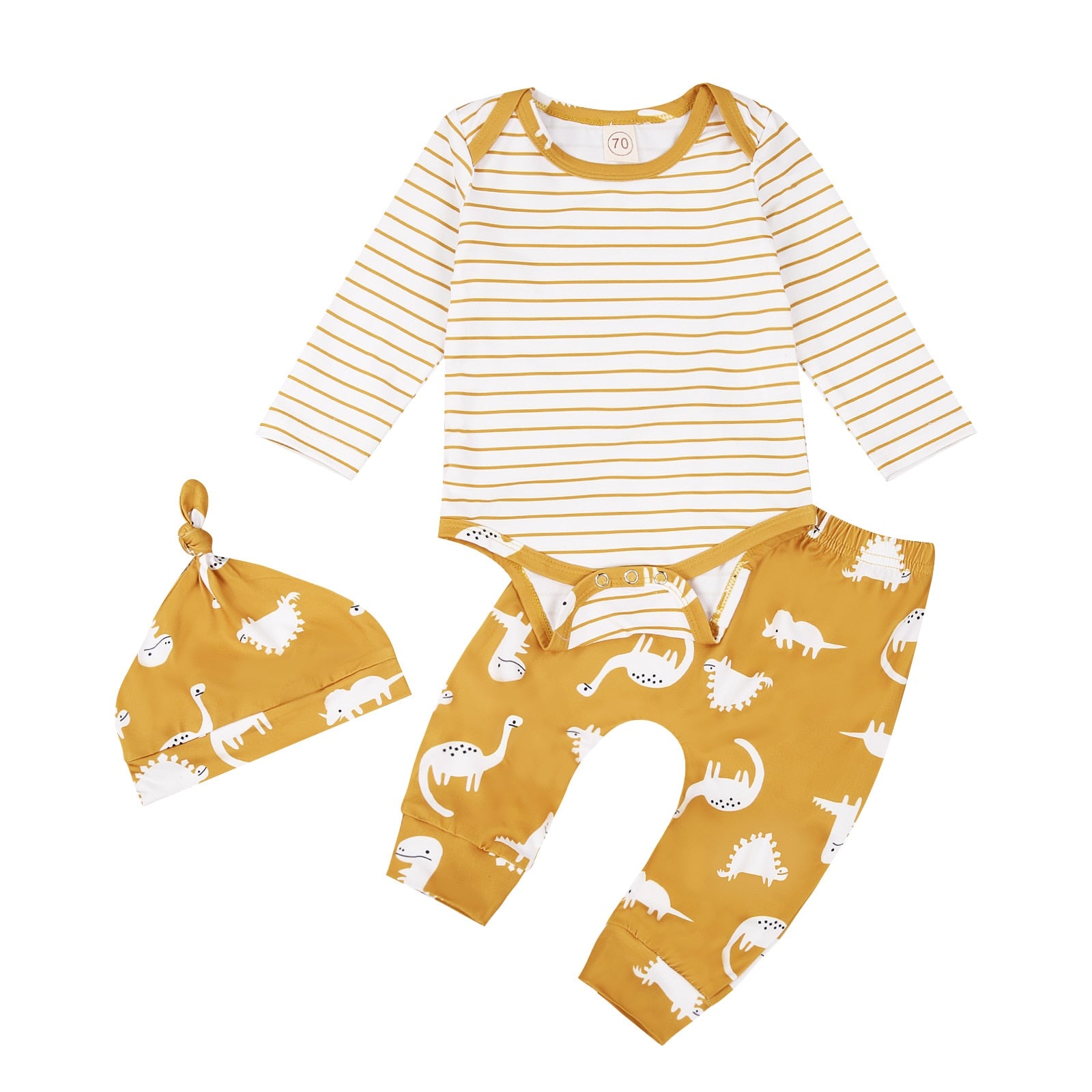 Conjunto Listras Dino Conjunto Loja Click Certo Amarelo 0-6 meses 