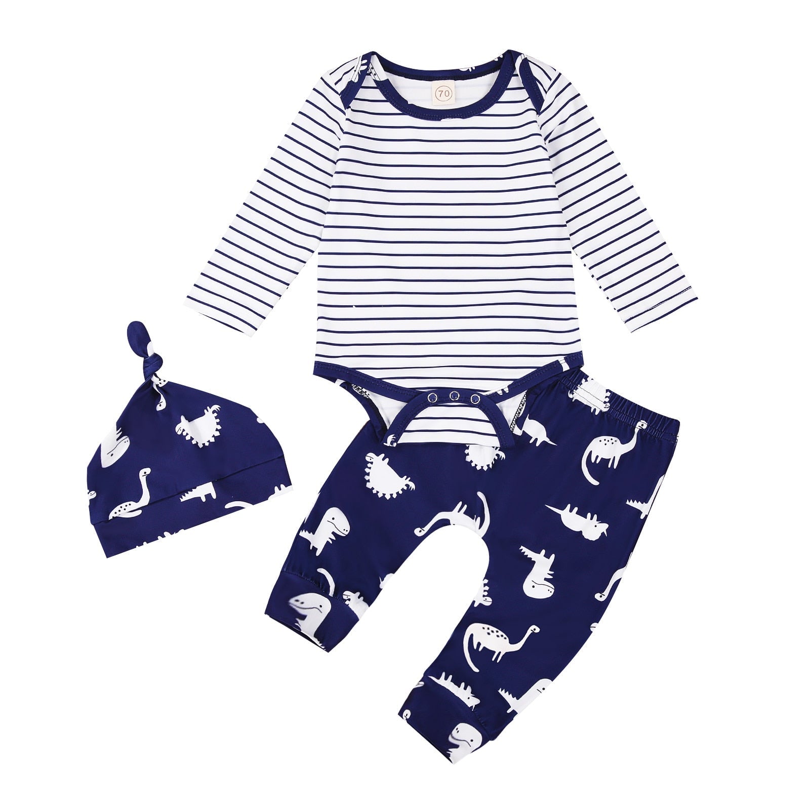 Conjunto Listras Dino Conjunto Loja Click Certo Azul 0-6 meses 