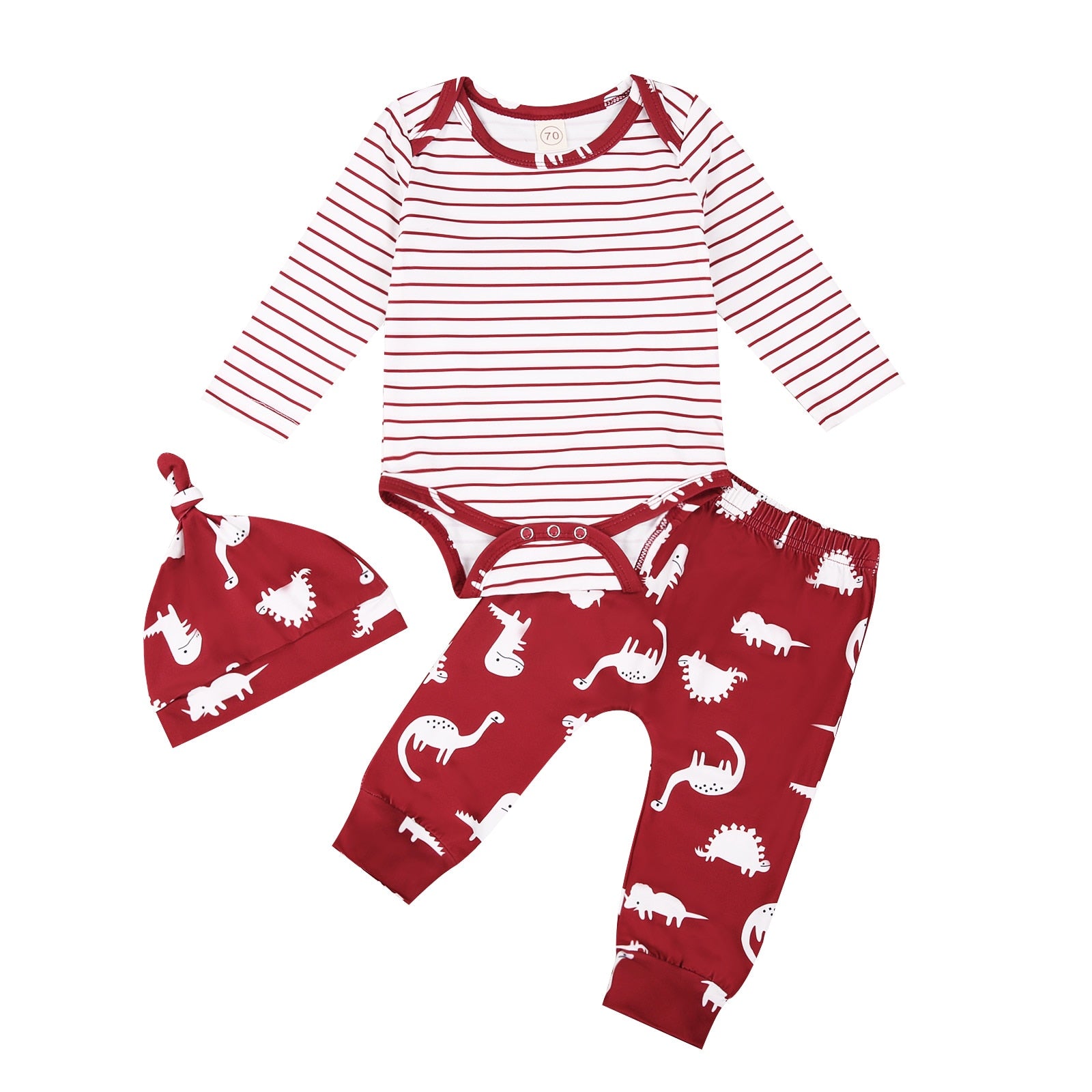 Conjunto Listras Dino Conjunto Loja Click Certo Vermelho 0-6 meses 