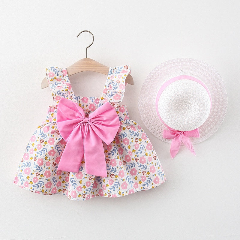 Conjunto Vestido + Chapéu Vestido Loja Click Certo Rosa 4-6 Meses 