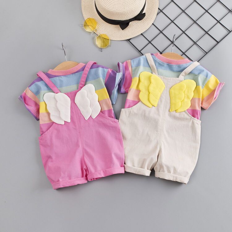 Jardineira Infantil + Camiseta Asas de Anjo Jardineira Loja Click Certo 