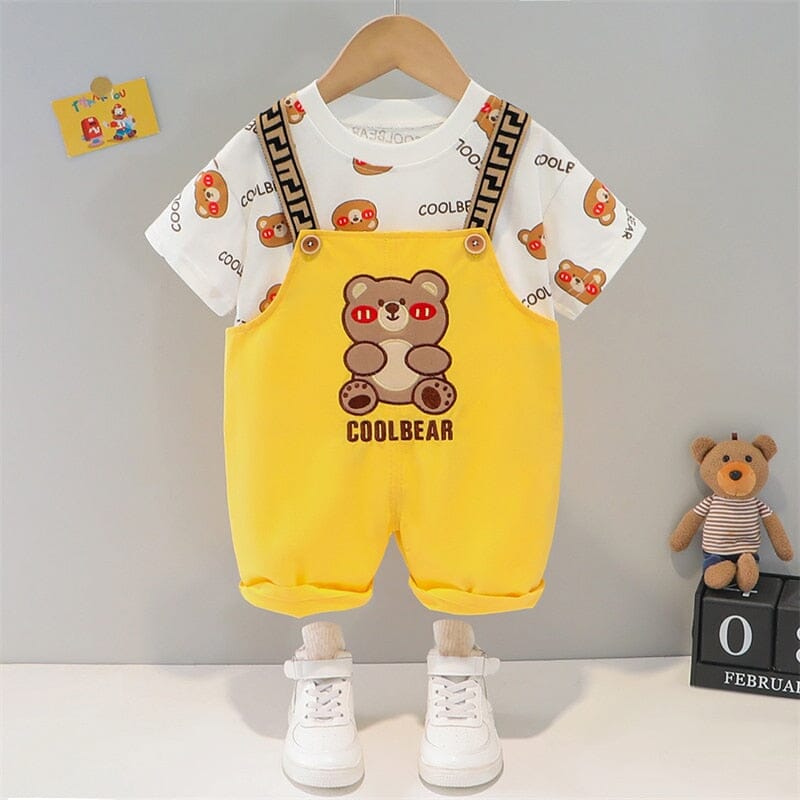 Jardineira Infantil Urso Legal Loja Click Certo Amarelo 9-12 Meses 