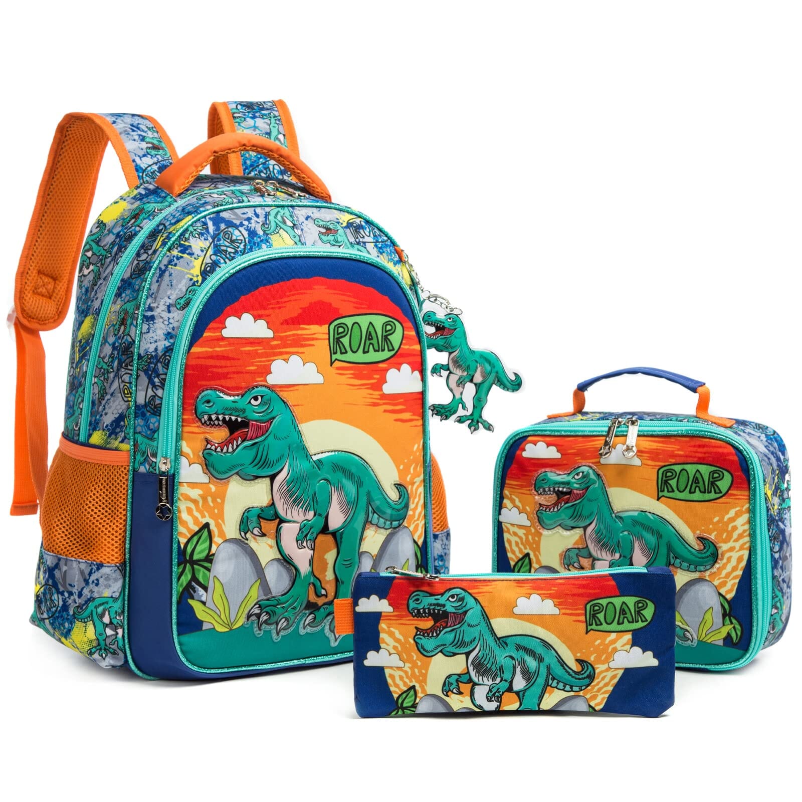 Kit 3 Peças Estampas Animadas Mochila Bolsa e Estojo Loja Click Certo 