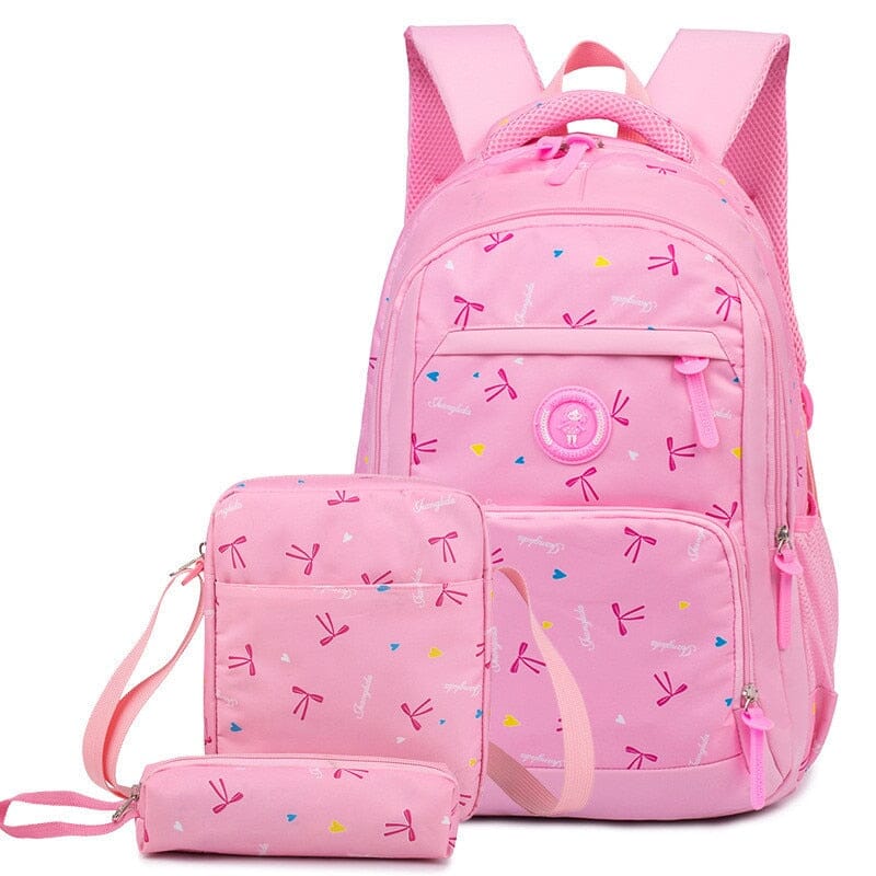 Kit 3 Peças Lacinhos Mochila Bolsa e Estojo Loja Click Certo Rosa 