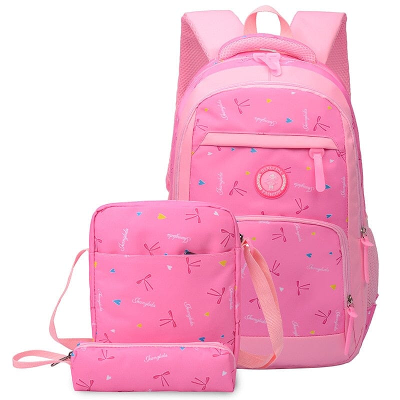 Kit 3 Peças Lacinhos Mochila Bolsa e Estojo Loja Click Certo Rosa Total 