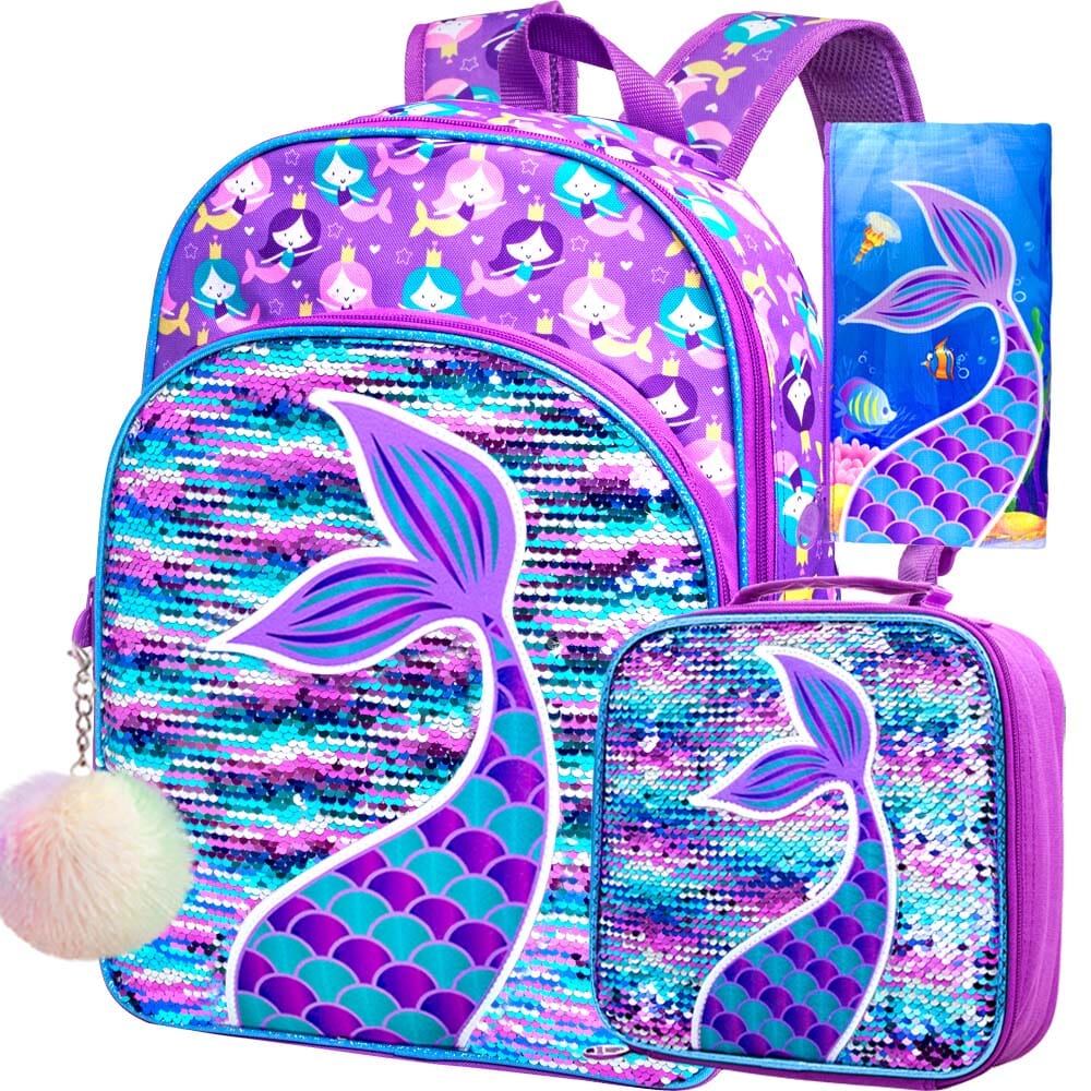 Kit 3 Peças Sereia Mochila Bolsa e Estojo Loja Click Certo 