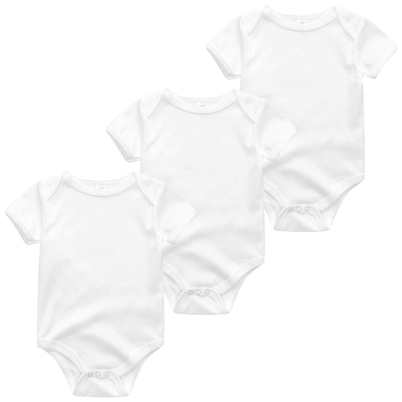 Lotinho Bodys 3 Peças 100% Algodão Body Loja Click Certo Branco 0-3 Meses 36cm 