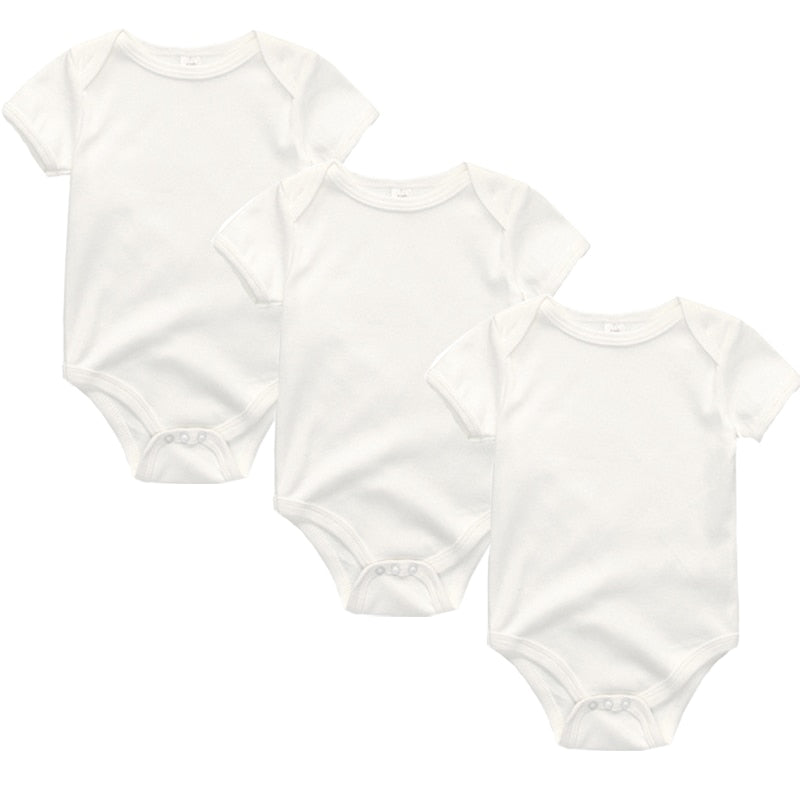 Lotinho Bodys 3 Peças 100% Algodão Body Loja Click Certo Branco 0-3 Meses 36cm 