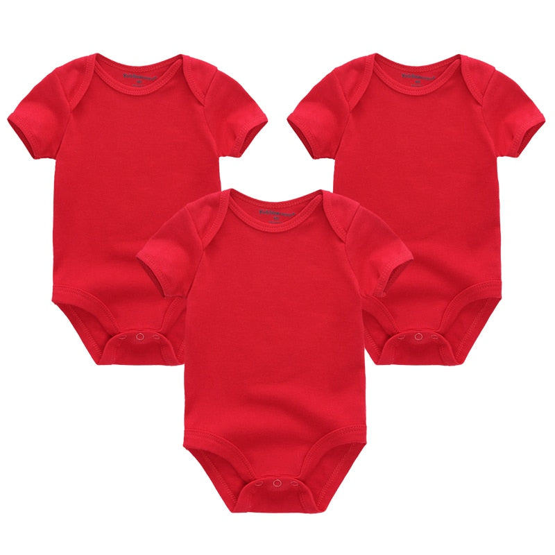 Lotinho Bodys 3 Peças 100% Algodão body Loja Click Certo Trio Vermelho 0-3 meses 36cm 