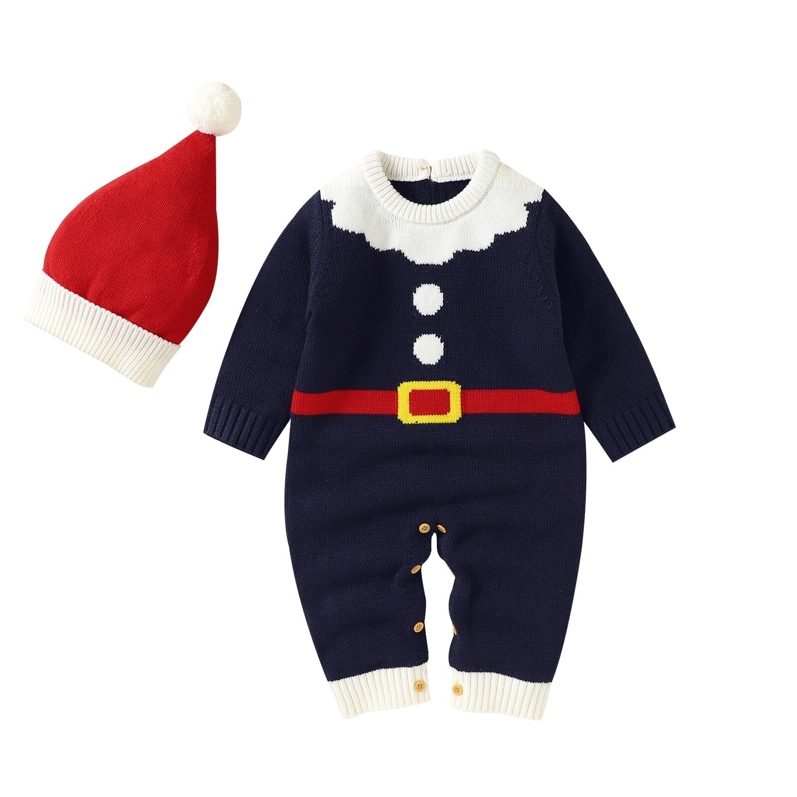 Macacão Infantil Papai Noel + Gorro 0 Loja Click Certo Azul 0-3 Meses 