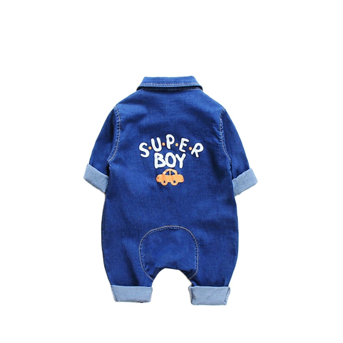 Macacão Infantil Super Boy Macacão Loja Click Certo Azul 0-6 meses 56cm 