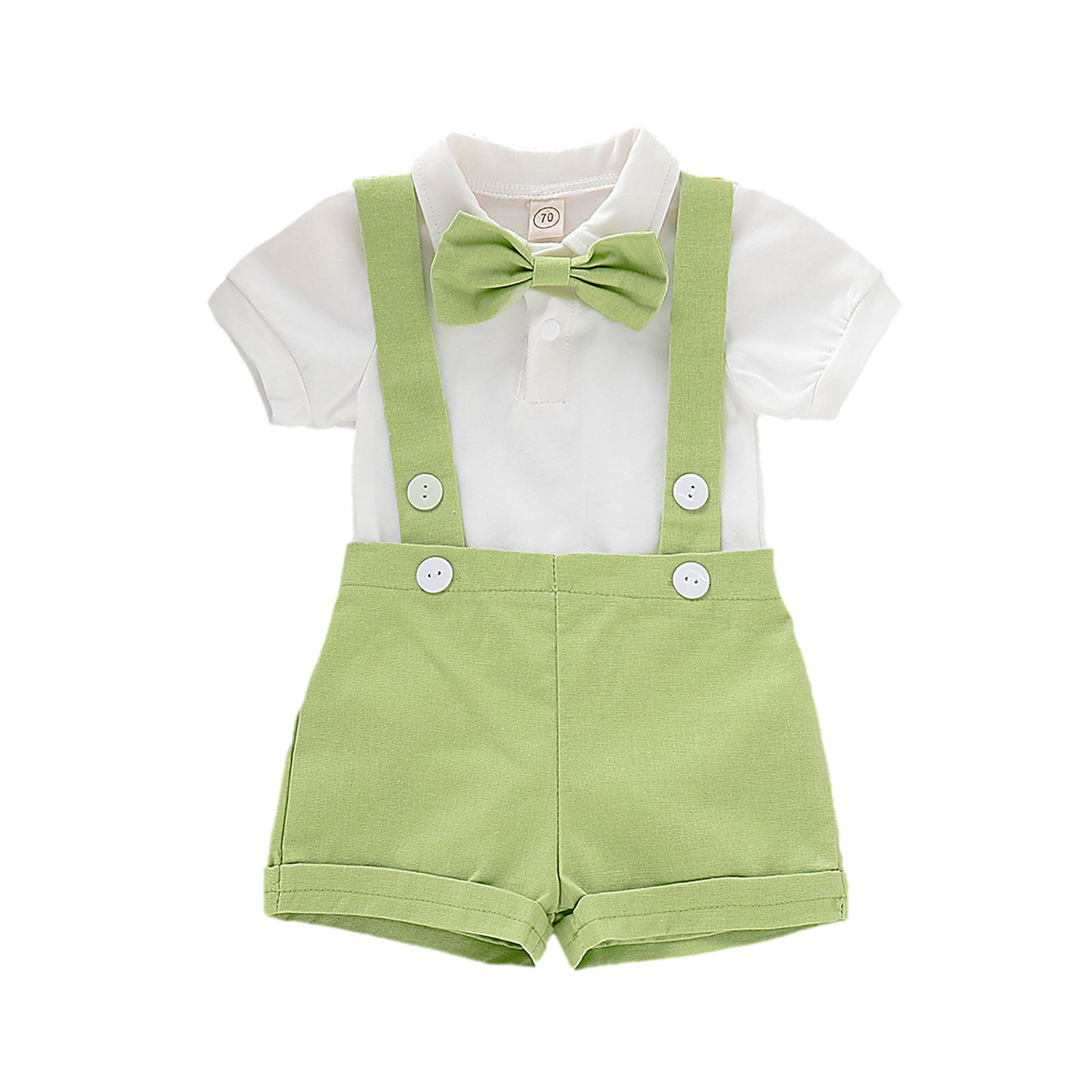 Macaquinho Gravatinha e Botões Macaquinho Loja Click Certo Verde Bebê 0-6 Meses 36cm 