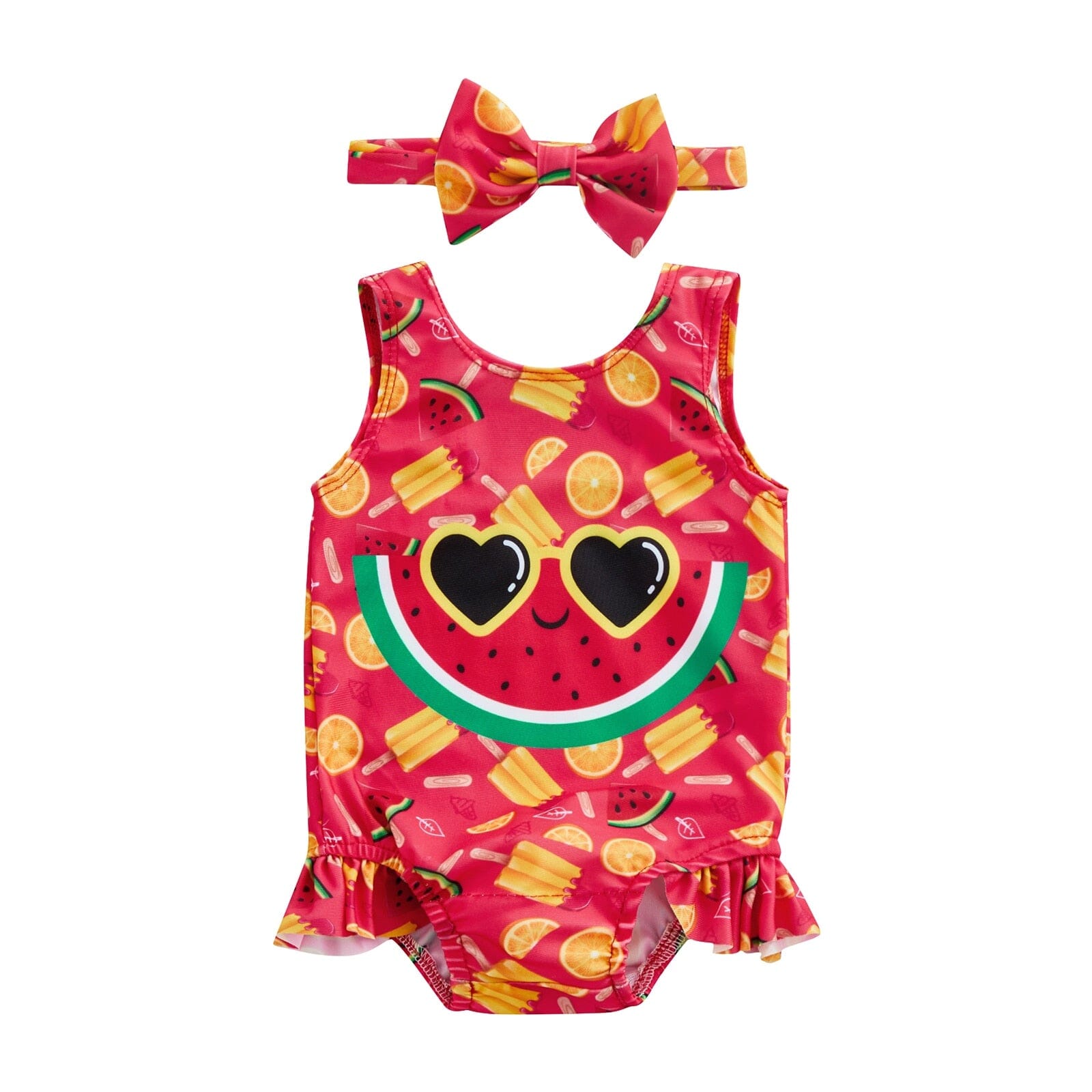 Maiô Infantil Estampas + Faixa Loja Click Certo Vermelho 1-2 Anos 