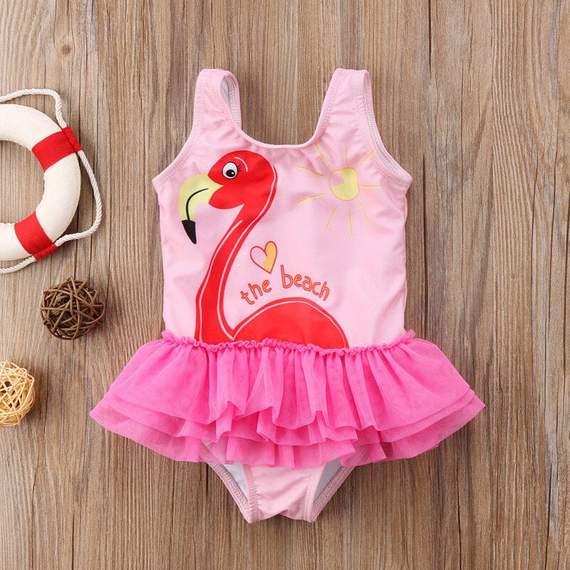 Maiô Infantil Flamingo Sainha Loja Click Certo Rosa 12-18 Meses 