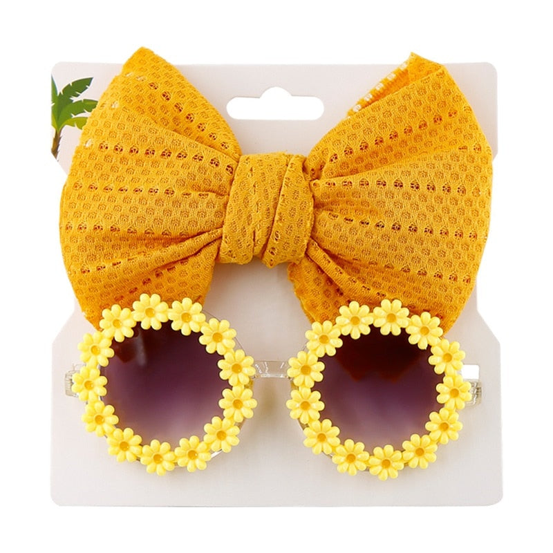 Óculos Infantil Flores + Faixa Loja Click Certo Amarelo 