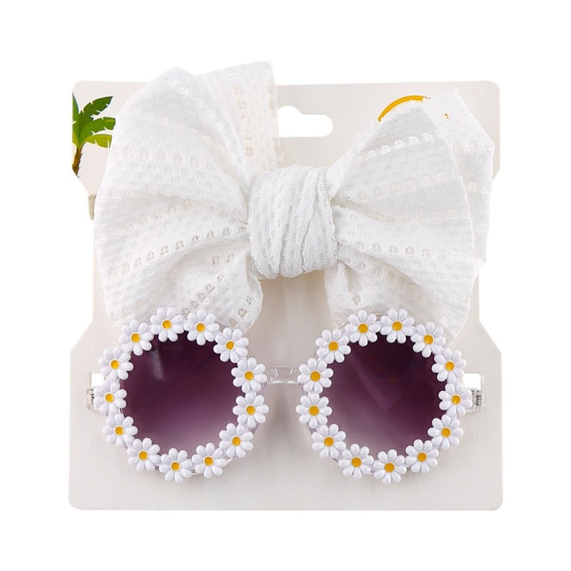 Óculos Infantil Flores + Faixa Loja Click Certo Branco 