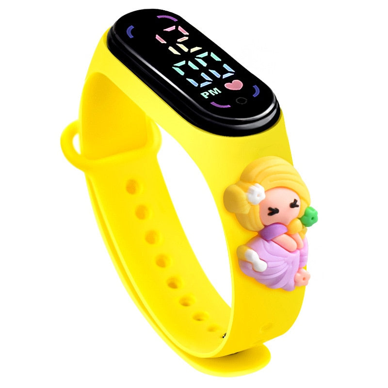 Relógio Eletrônico Infantil Princesas da Disney relogio Loja Click Certo Amarelo 